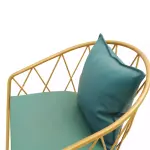 Golden Dining Arm Chair with Green Cushion