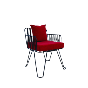 Red Ember Patio Chair with Maroon Cushion