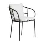 Classic Iron Chair with Off-White Cushion