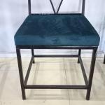 Sleek Contrast Metal Dining Chair with Green Cushion