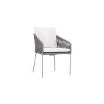 Rope Wooven Garden Dining Chair with Off-White Cushion