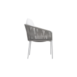 Rope Wooven Garden Dining Chair with Off-White Cushion