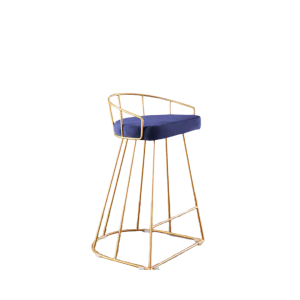 Golden Counter Stool Chair with Blue Cushion