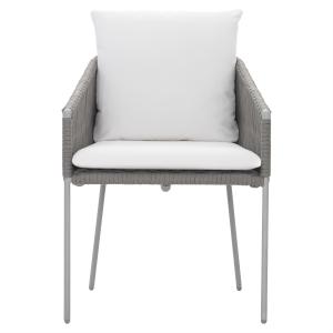 Rope Wooven Garden Dining Chair with Off-White Cushion