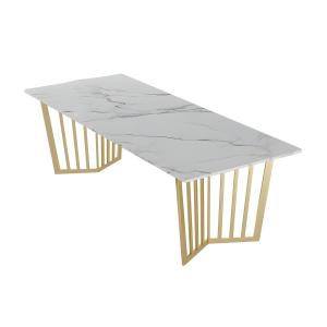 Golden Elegance Marble Dining Table