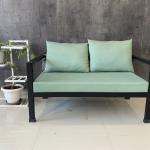 SleekIron 2 Seater Sofa with Green Cushion