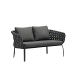 Woven rope Iron Outdoor Sofa with Grey Cushion