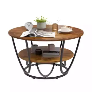 Metal Coffee Table with Wooden Table Top