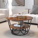 Metal Coffee Table with Wooden Table Top