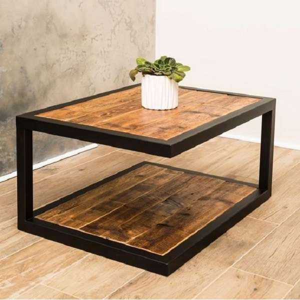 beautiful iron coffee table with wooden top