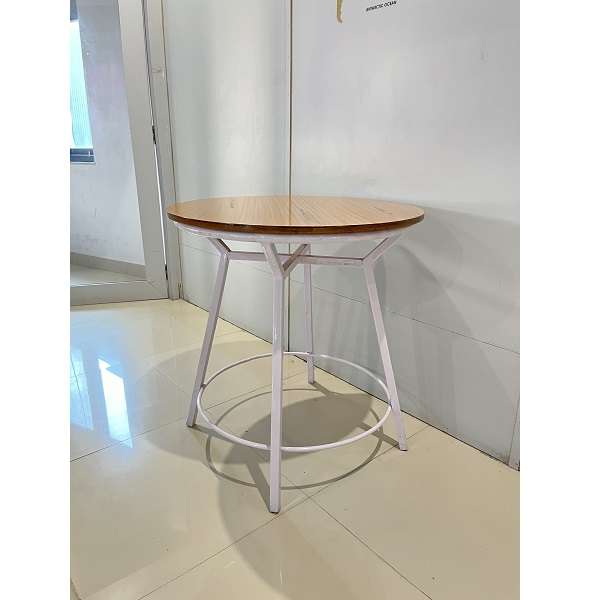 beautiful white round wooden top iron table