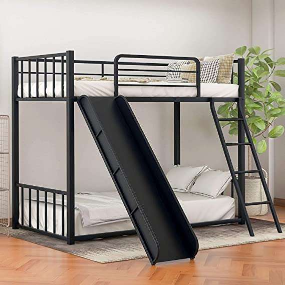 iron bunk bed with slide