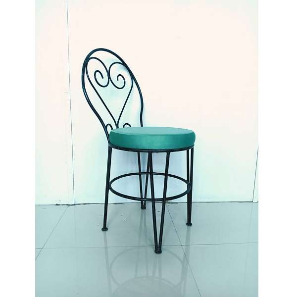 beautiful blue round cushion iron chair