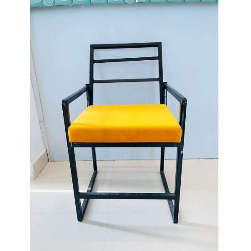 yellow cushion iron chair for home decor