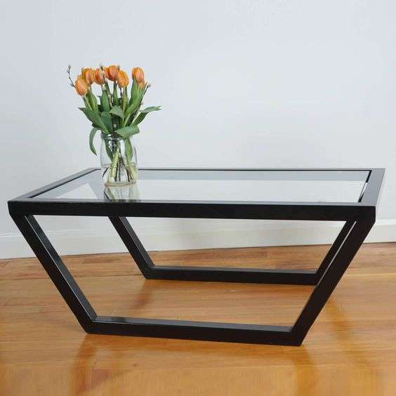 black iron glass table top coffee table