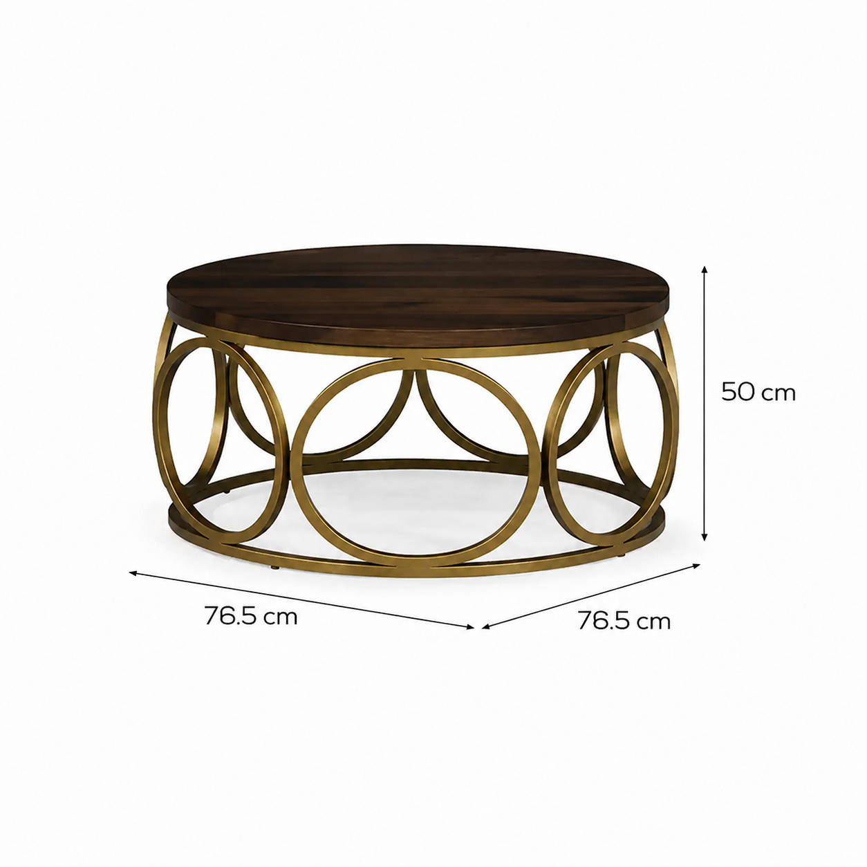 HaloCraft Round Metal Coffee Table dimensions