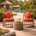 Classy Leaf iron lounge chair, artistic leaf-inspired metal design for luxury seating