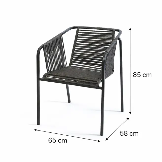 Dune rope chair with metal frame