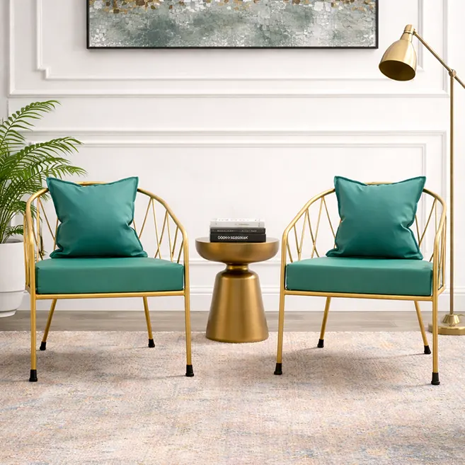 Golden Mist Luxe armchair, Metal chair with stylish golden finish