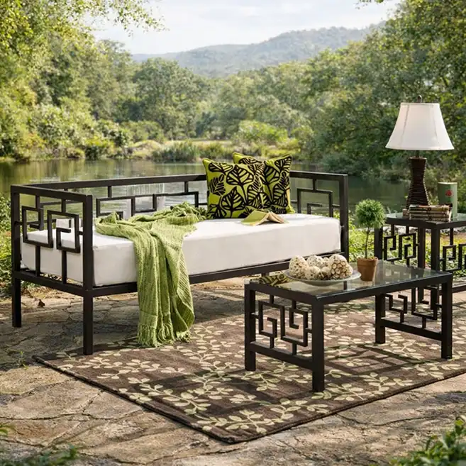 Greek Key Elegance 2 seater sofa with elegant metal detailing