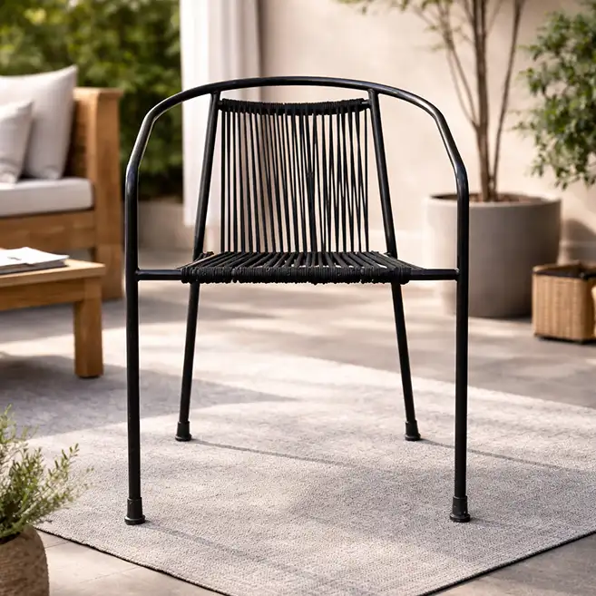 Raven Loop rope patio chair with arms, metal chair