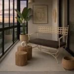 Wrought Iron Bench with Cushion, metal bench