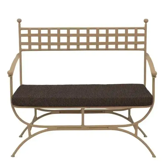 Wrought Iron Bench with Cushion, metal bench