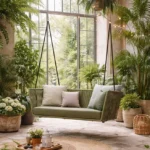 Braided Rope Outdoor Swing, Metal Swing