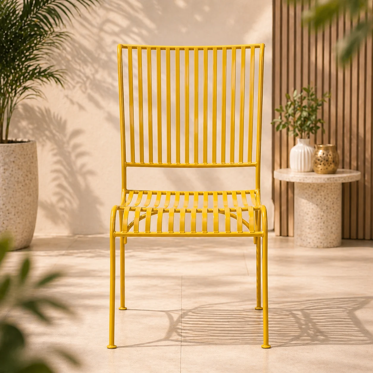 Alfresco Yellow Iron Garden Chair