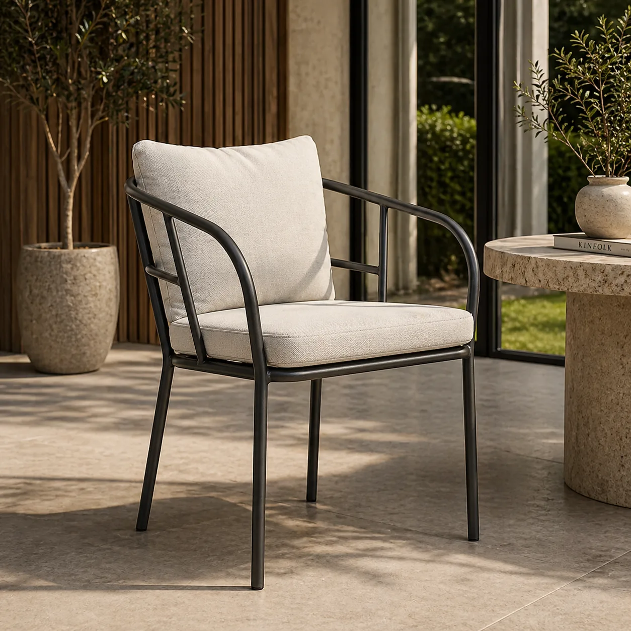 Armchair with Stone Grey Cushions