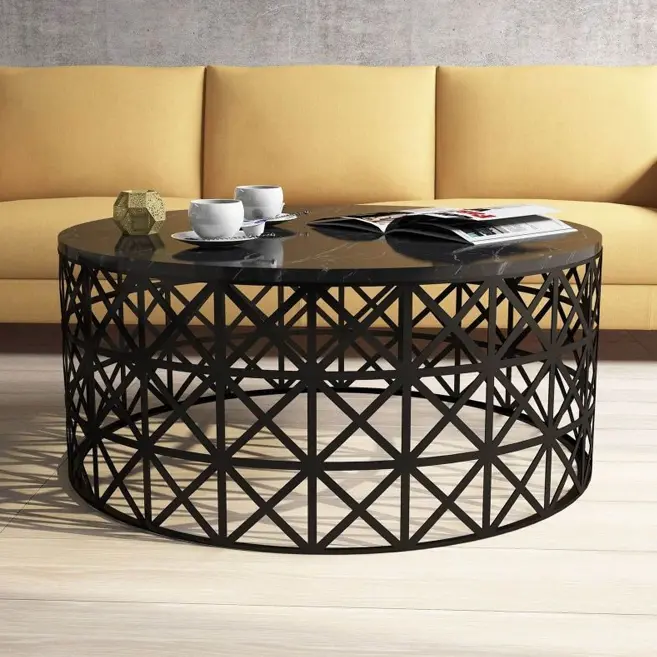 Geometric metal base table