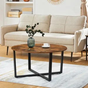 Wood Top Metal Frame Coffee Table
