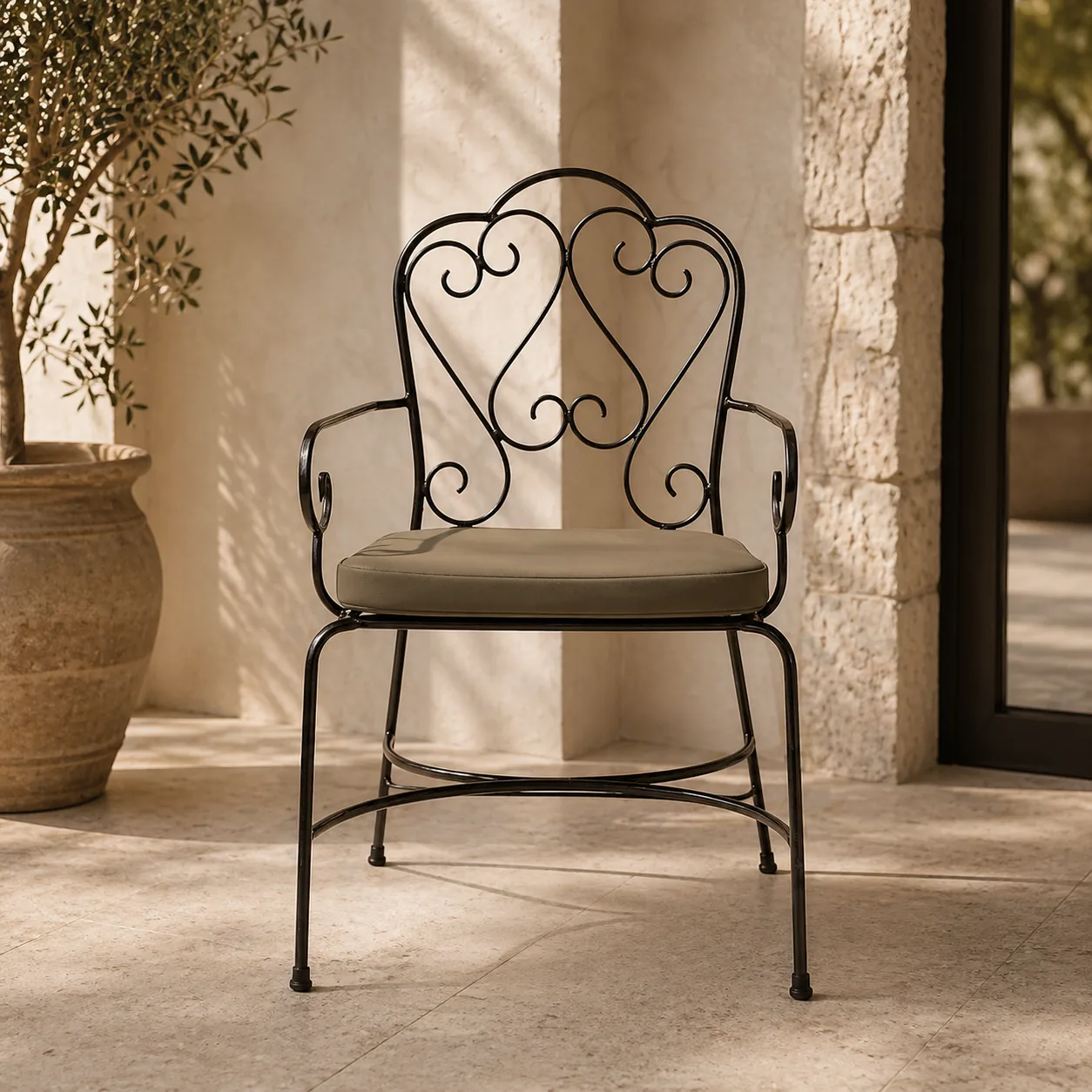 Metal patio armchair