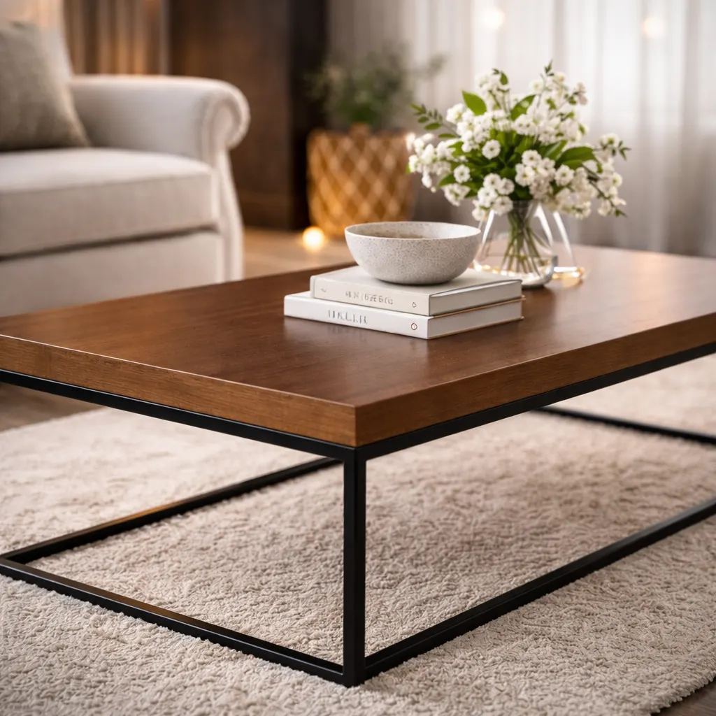 wood and metal center table