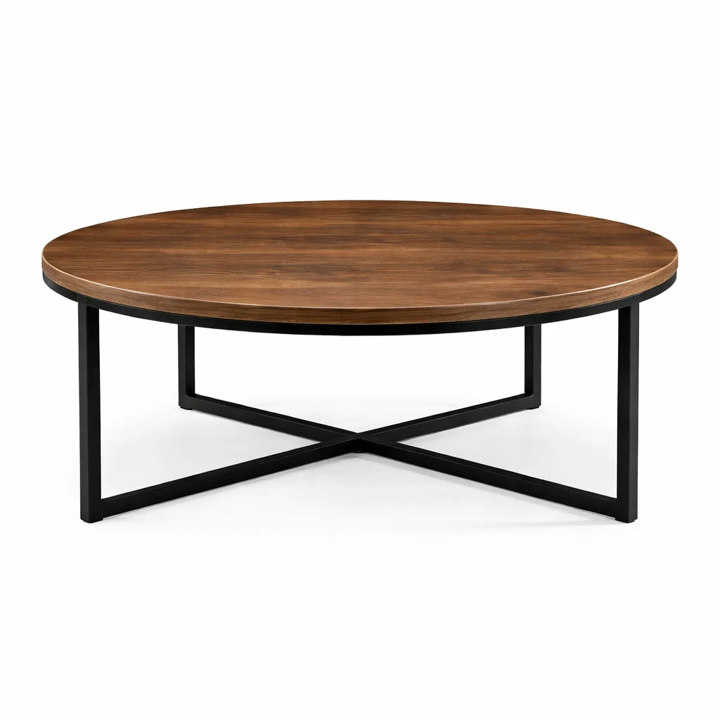 Round Coffee Table with Metal Legs