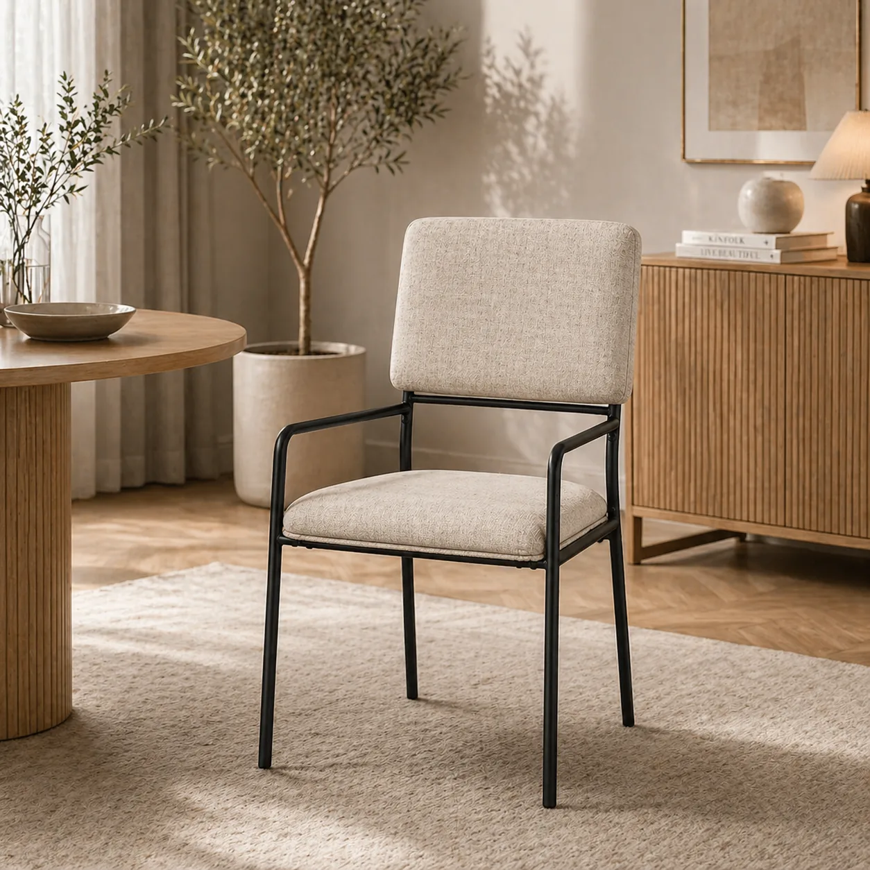 Metal Frame Dining Chairs Cream