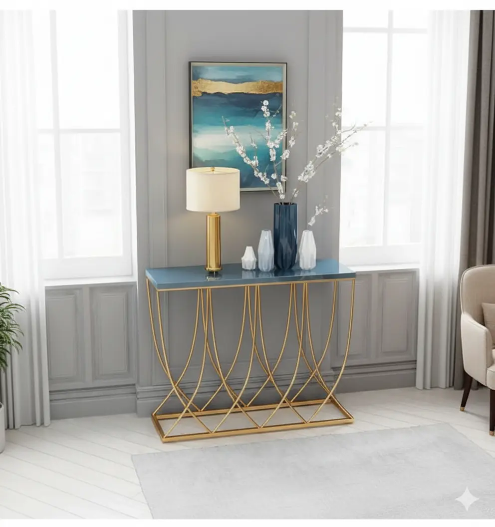 Celestia Modern Gold Metal Console Table