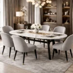 Marble Top Dining Table with Metal Legs
