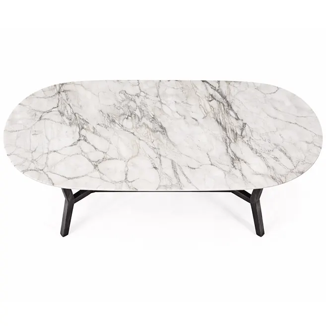 Marble Top Dining Table with Metal Legs