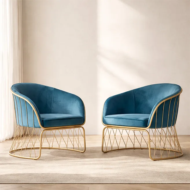 Cozy curve gold frame iron lounge chair