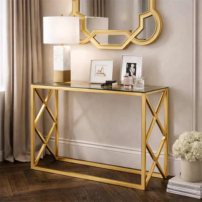gold console table