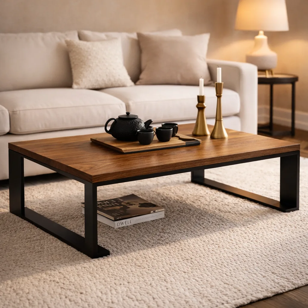 Coffee table with metal legs