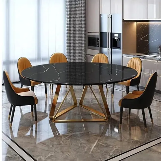 marble round dining table