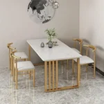 Marble Dining Table with Gold Metal Legs