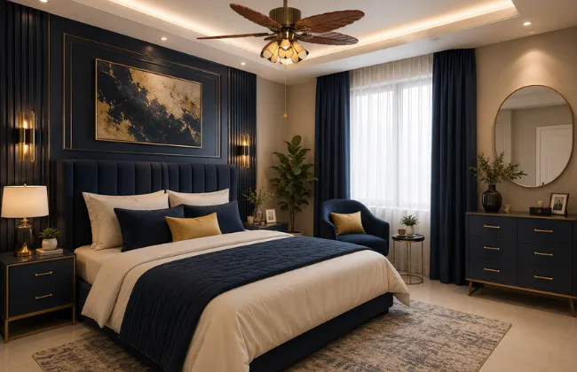 Navy Blue & Gold colour combination