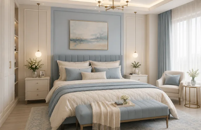 Pastel Blue & Cream color combination
