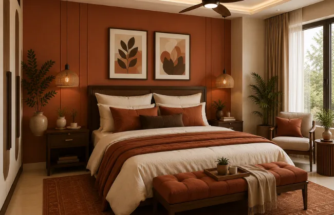 Warm Terracotta + Cream + Deep Brown colour combination
