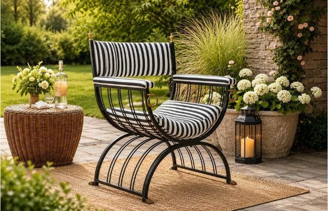 Regal Rest Black Metal Lounge Chair with a sleek black frame in a contemporary living room