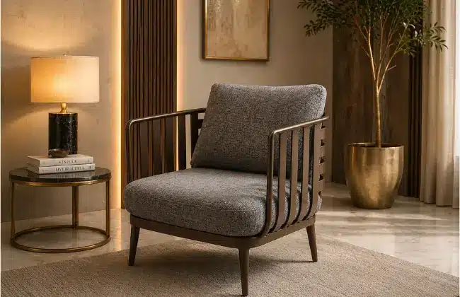 Curve Nest Metal Armchair with a curved modern design for stylish living room seating