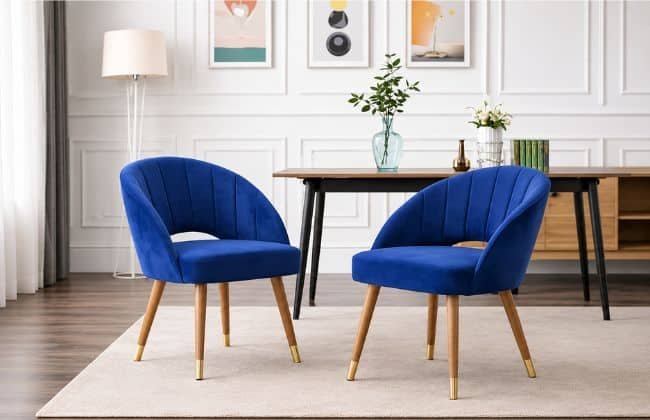 SitEase Urban Blue Modern Chair adding a vibrant accent to a modern living room